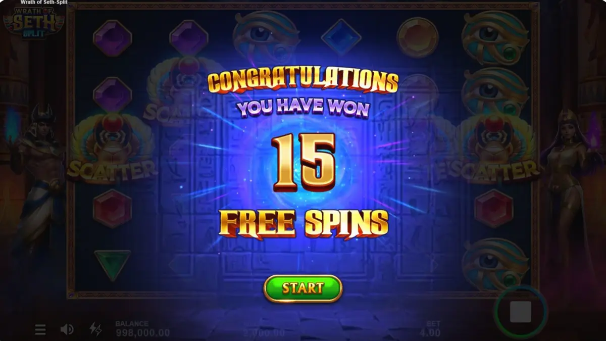 Wrath of Seth – Split slot machine interface na may temang Ehipto